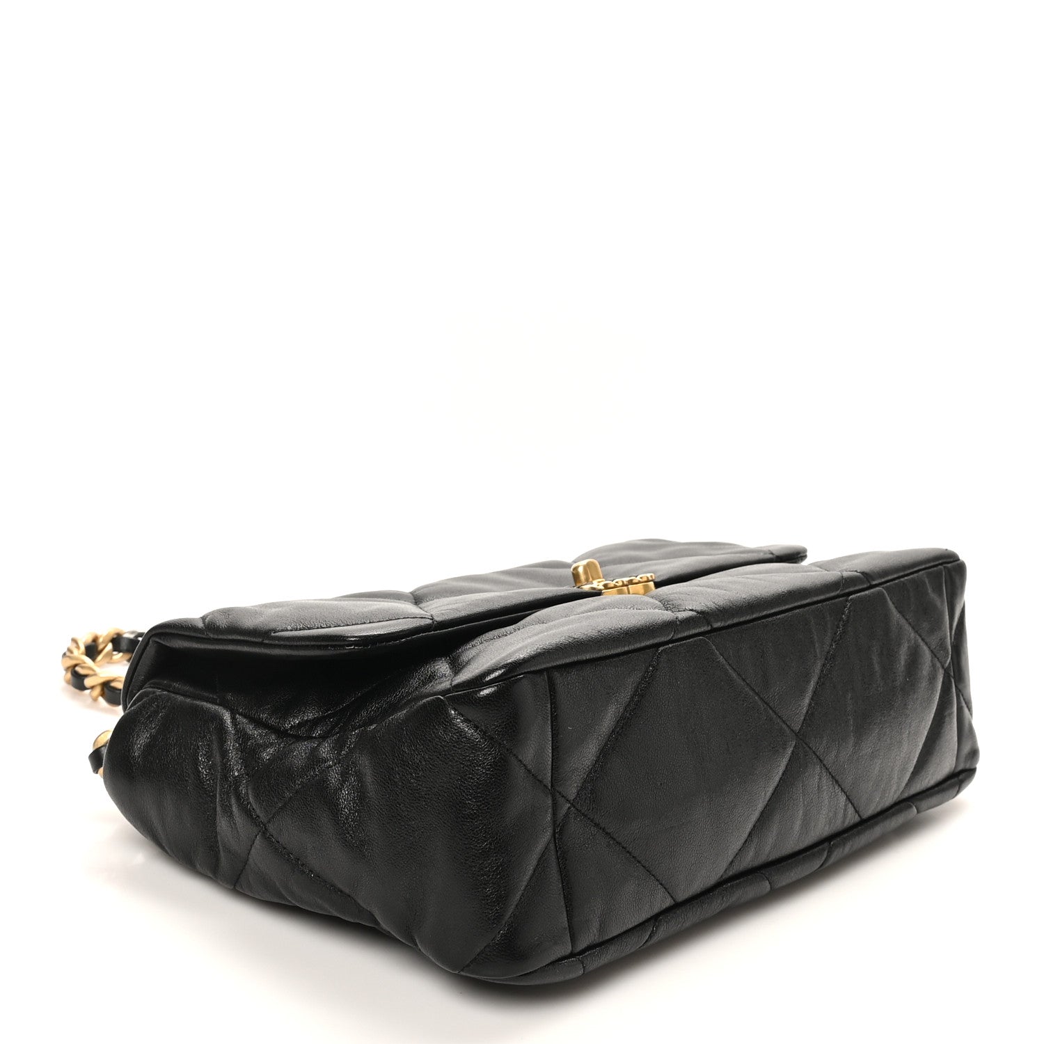 Lambskin Quilted Large CHNL 19 Flap Black