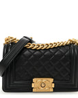 Caviar Quilted Small Boy Flap Black
