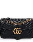 Calfskin Matelasse Small GG Marmont Shoulder Bag Black