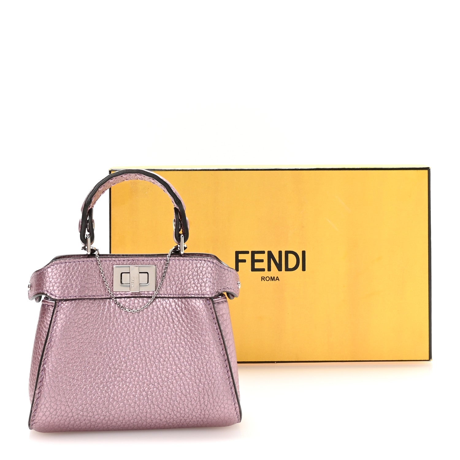 Metallic Cuoio Romano Selleria Nano Peekaboo Satchel Purple