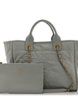 Calfskin Embossed Small Deauville Tote Light Blue