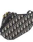 Oblique Saddle Pouch With Strap Navy Blue