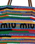 Cotton Crochet Stripe Tote Bag Multicolor