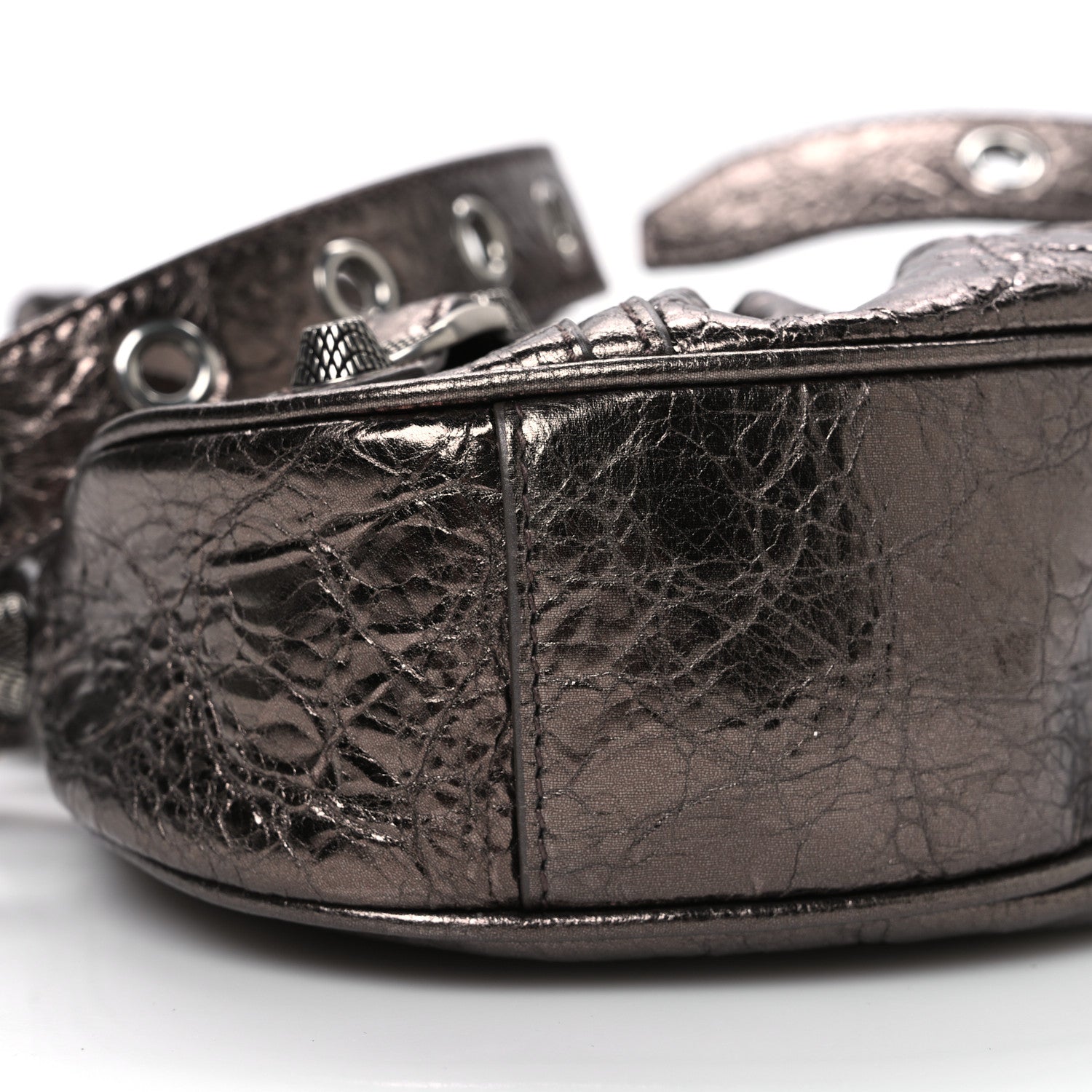 Metallic Agneau Arena Le Cagole Shoulder Bag XS Dark Bronze