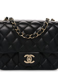 Lambskin Quilted Mini Square Flap Black