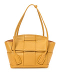 Grained Calfskin Maxi Intrecciato Medium Arco Mustard Yellow