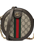 GG Supreme Monogram Web Mini Ophidia Round Shoulder Bag Brown