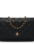 Caviar Quilted Wallet on Chain WOC Black
