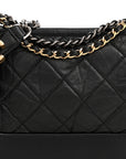 Aged Calfskin Quilted Small Gabrielle Hobo Black