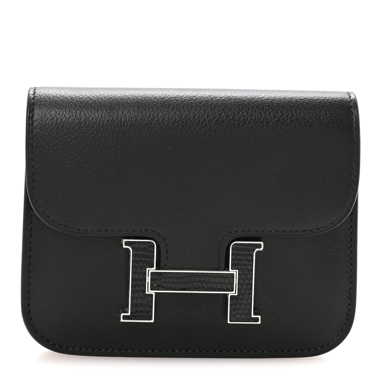 Evergrain Lizard Constance Slim Wallet Black