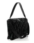 Oblique Mink Fur Saddle Soft Bag Dark Grey