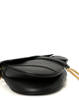 Grained Calfskin Saddle Bag Black