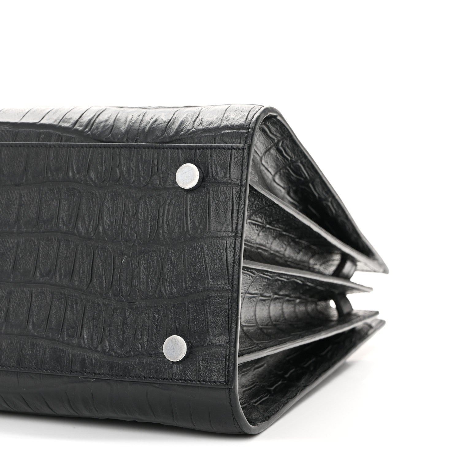 Calfskin Crocodile Embossed Small Sac de Jour Black