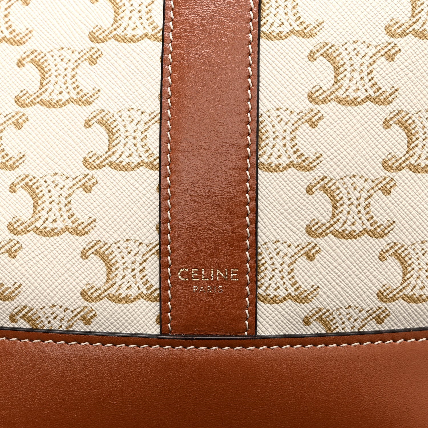 Triomphe Canvas Calfskin Small Bucket Bag White