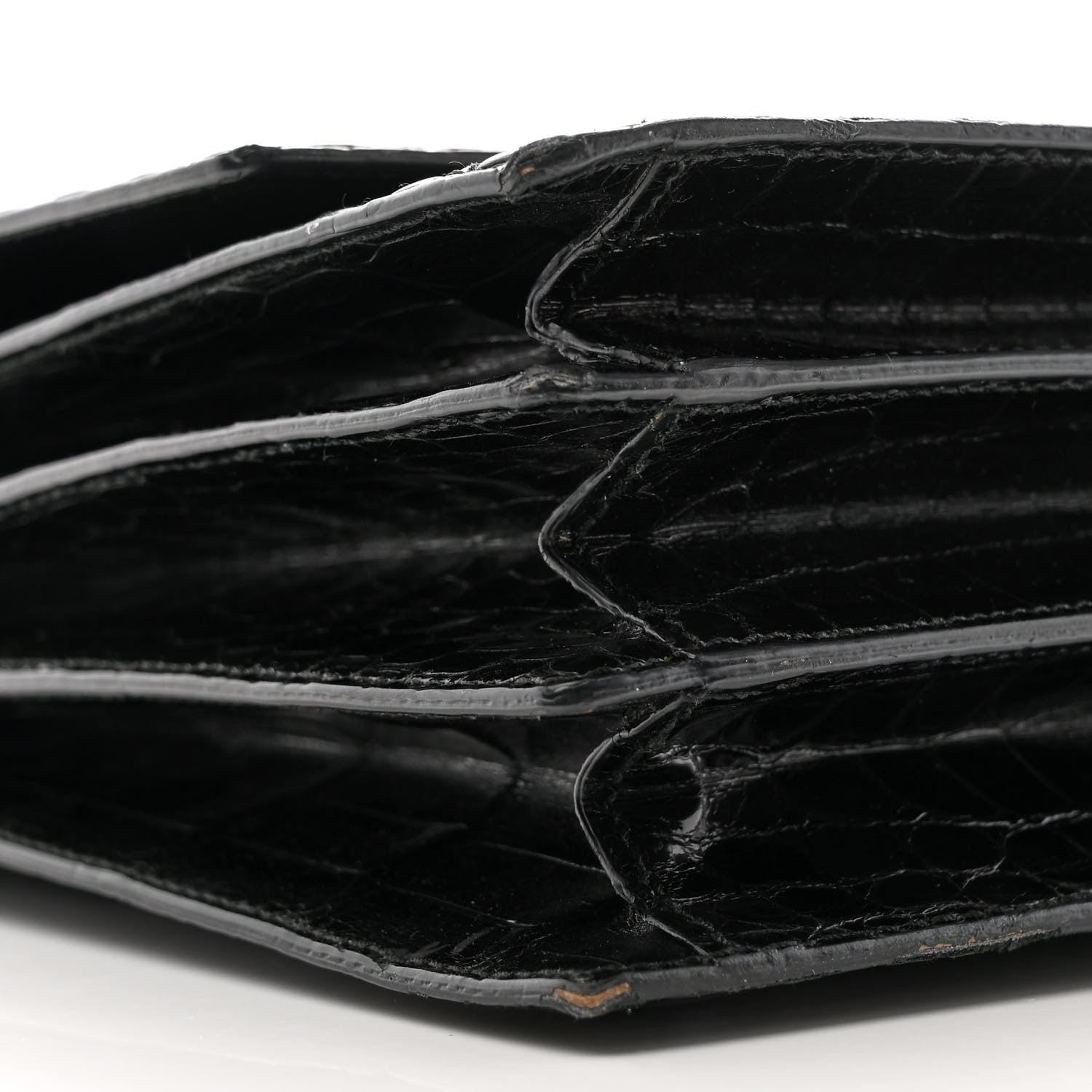 Crocodile Accordion Flap Shoulder Bag Black