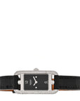 Stainless Steel Alligator Diamond 17mm Nantucket Serti Joaillier Quartz Watch Noir