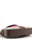 GG Supreme Monogram Textured Dollar Calfskin Web Ophidia Wristlet Shoulder Bag Beige Ebony New Acero