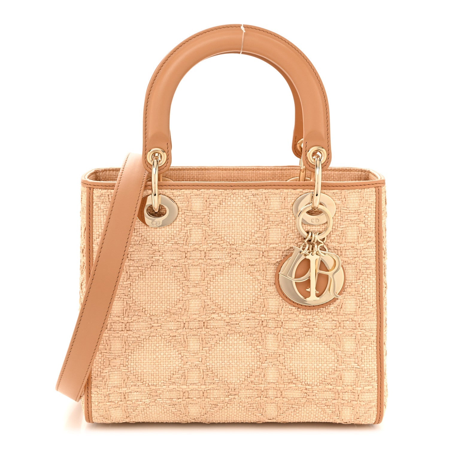 Raffia Medium Lady D1OR Bag Beige