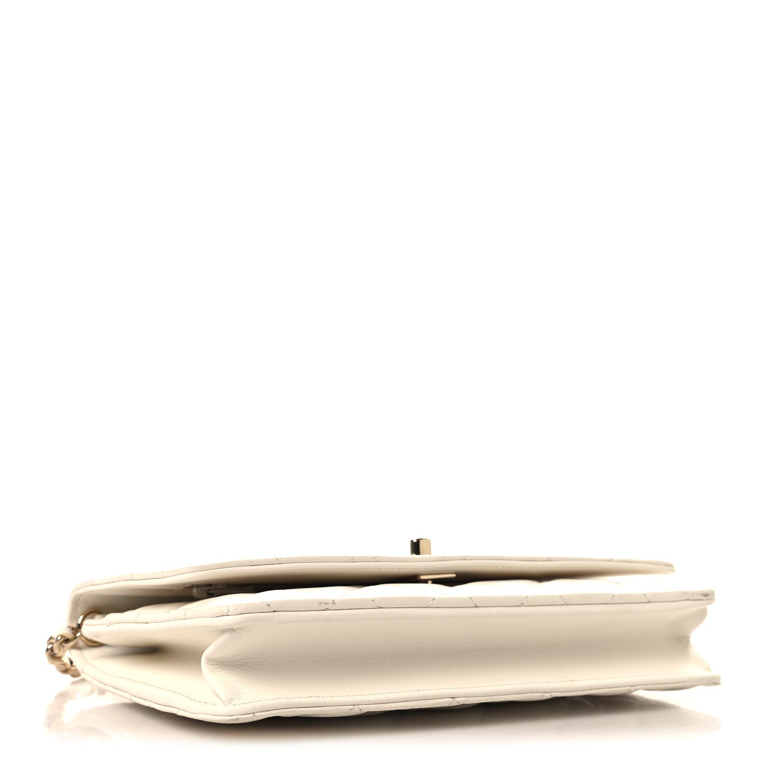 Lambskin Enamel Quilted Pearl Crush Wallet On Chain WOC White