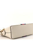 Textured Dollar Calfskin Web Small Ophidia Dome Shoulder Bag Mystic White