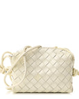 Patent Nappa Intrecciato Mini Loop Camera Bag White