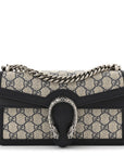 GG Supreme Monogram Textured Dollar Calfskin Small Rectangular Dionysus Shoulder Bag Beige Blue