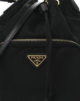Saffiano Tessuto Nylon Mini Bucket Crossbody Bag Black