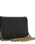 Caviar Quilted CC Filigree Wallet On Chain WOC Black