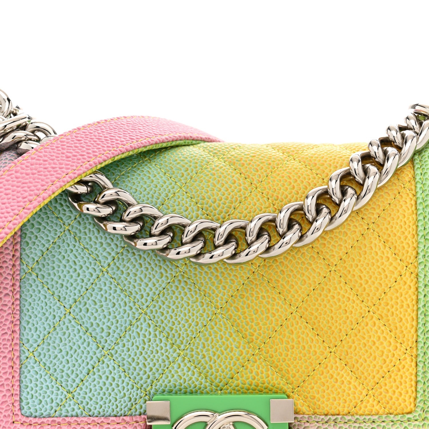 Caviar Quilted Small Cuba Rainbow Boy Flap  Multicolor