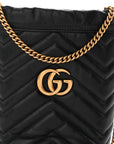 Calfskin Matelasse Mini GG Marmont 2.0 Bucket Bag Black