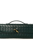 Nappa Intrecciato Long Andiamo Top Handle Clutch Emerald Green