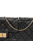 Glazed Calfskin Quilted Reissue Double Flap Clutch Black