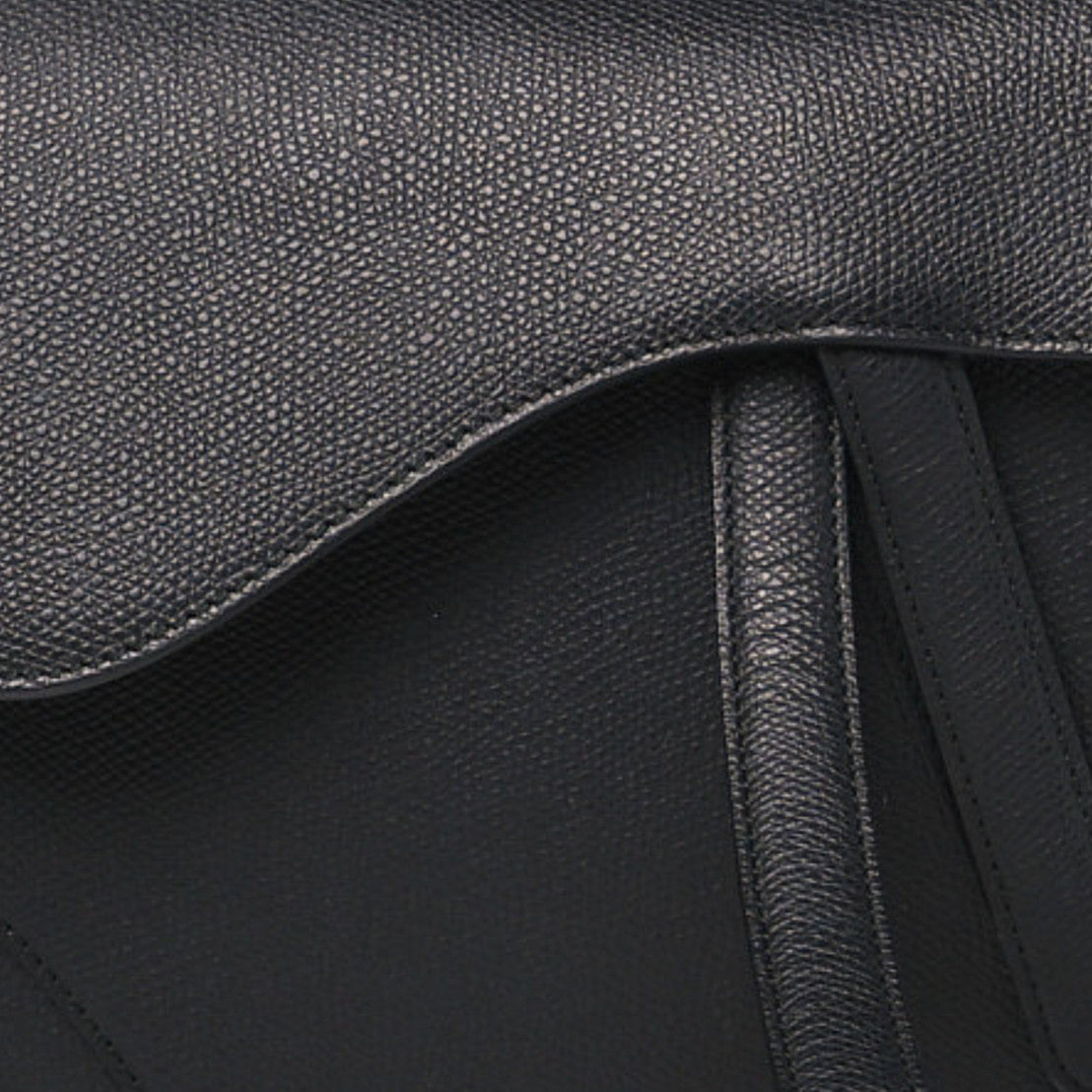 Grained Calfskin Saddle Bag Black