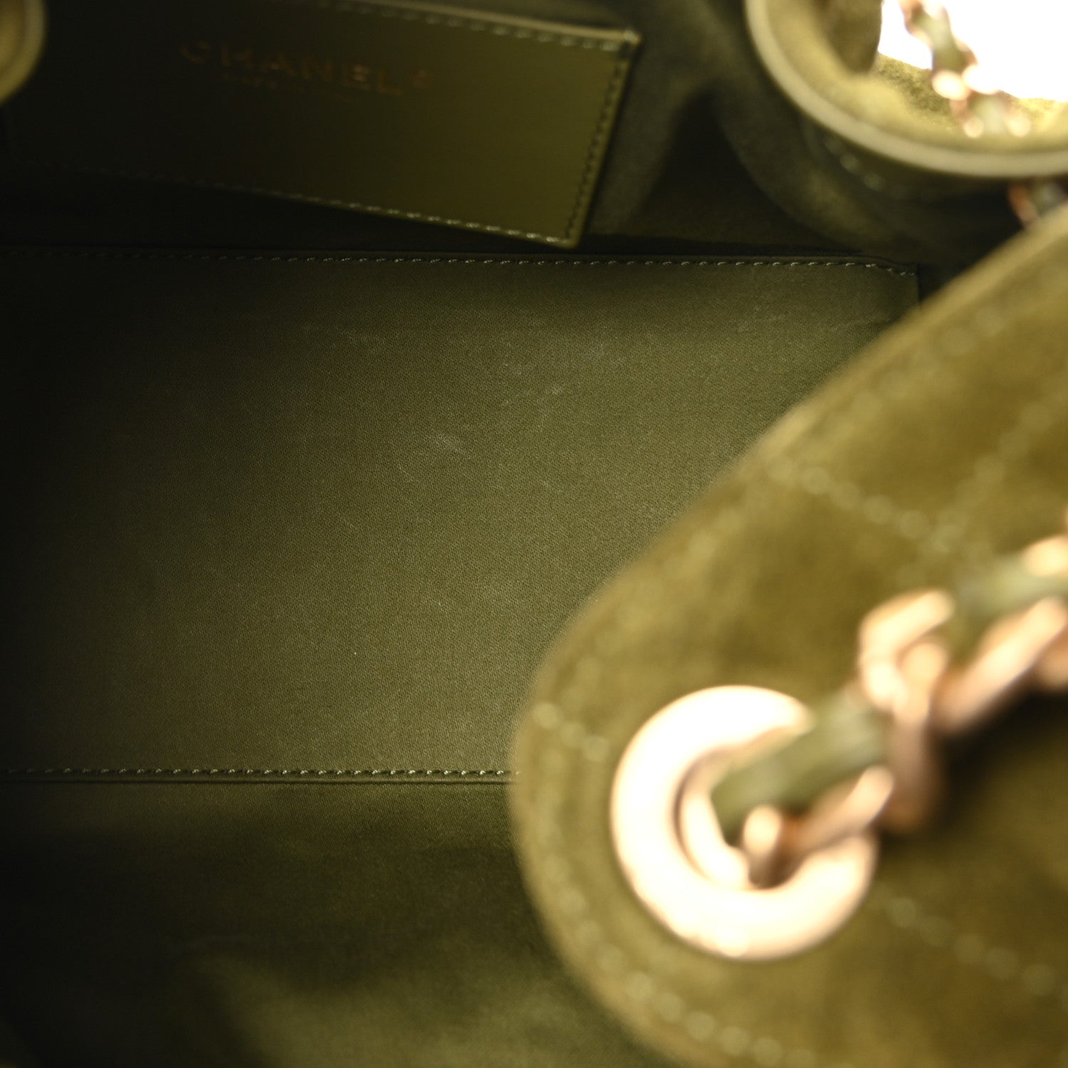 Suede Quilted Small CHNL 25 Handbag Khaki