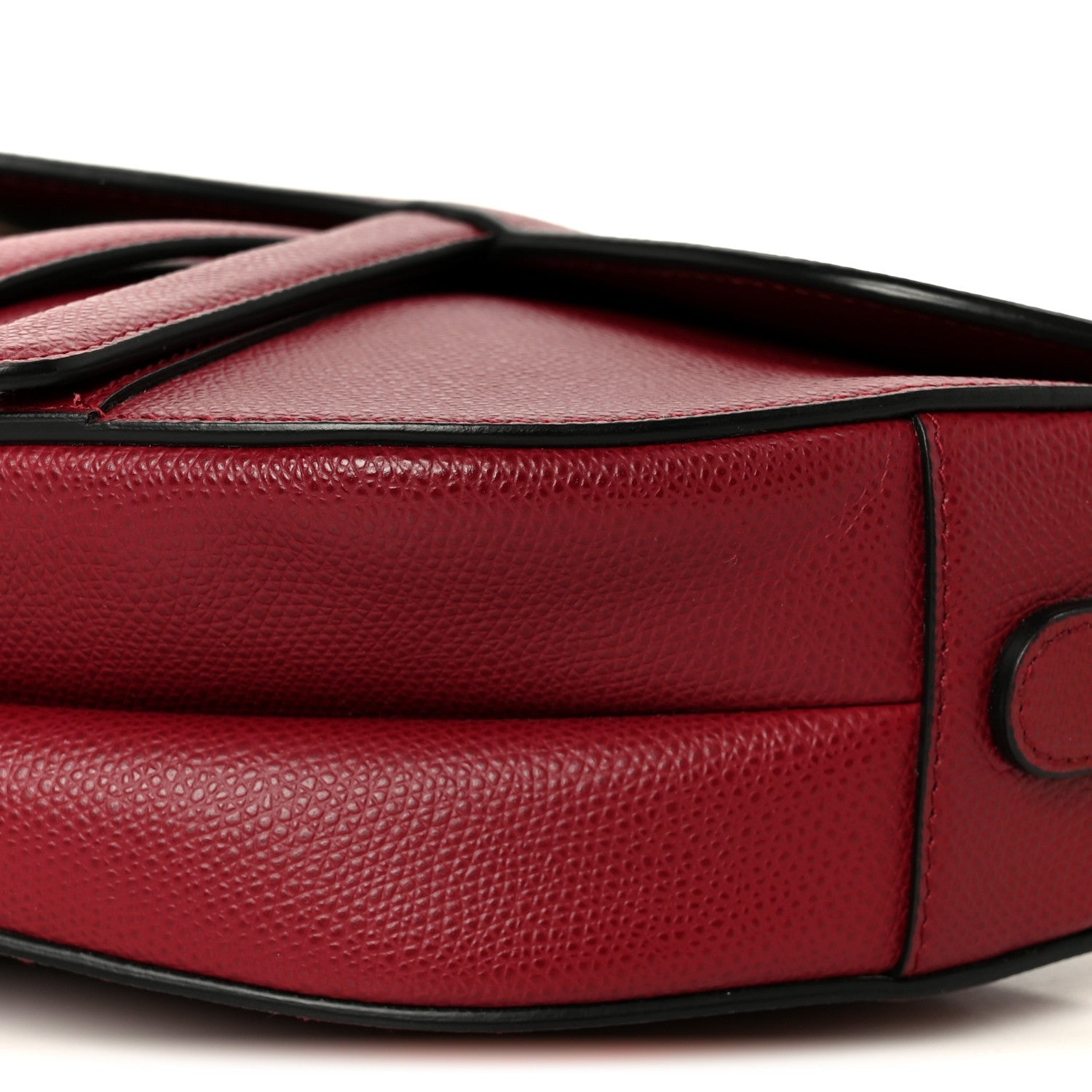 Grained Calfskin Saddle Bag Red