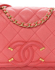 Caviar Quilted Small CC Filigree Flap Pink