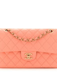 Lambskin Quilted Small Double Flap Light Orange