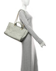 Calfskin Embossed Small Deauville Tote Light Blue