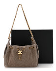 Suede Quilted Mini CHNL 25 Handbag Dark Grey