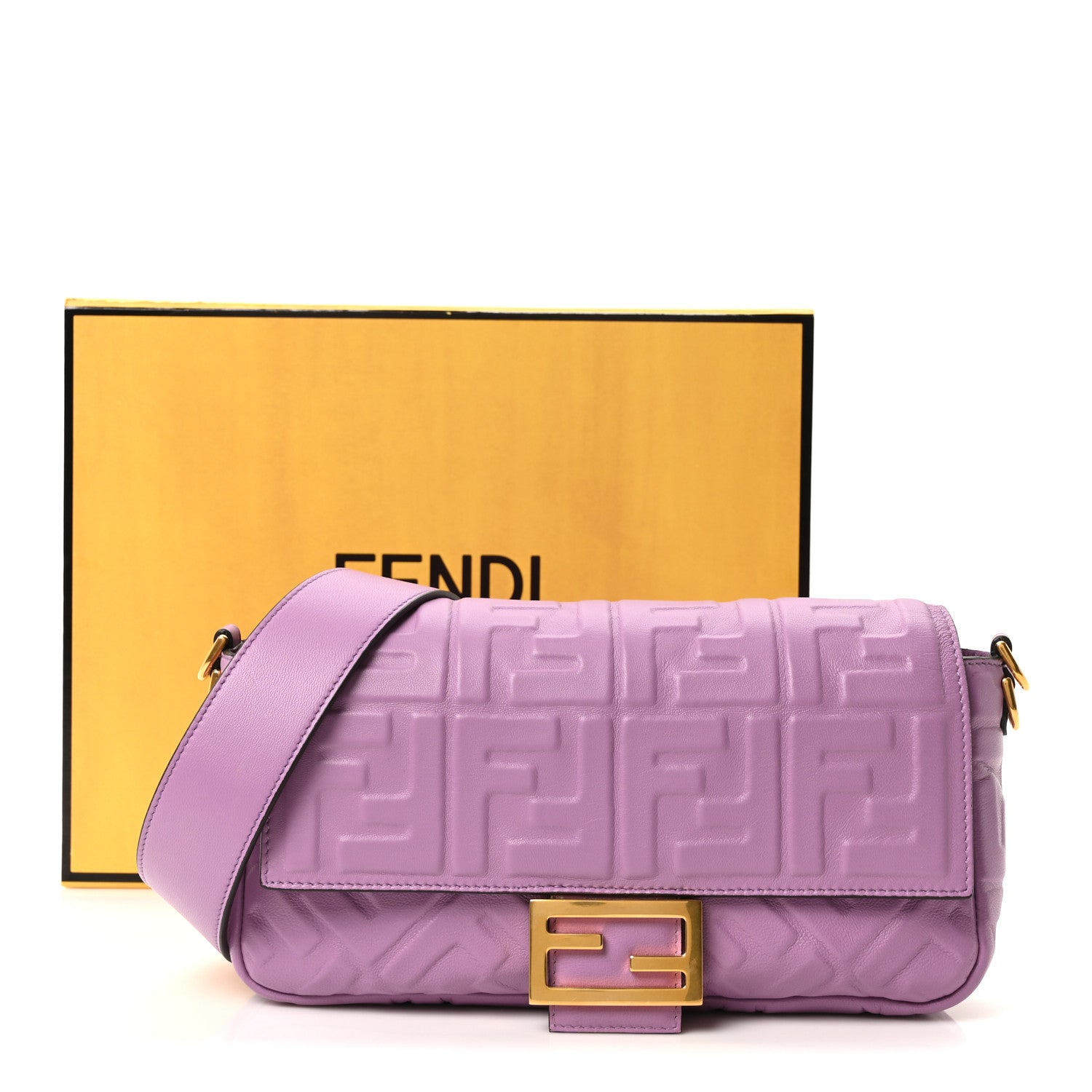 Nappa FF 1974 Embossed Baguette Agapanto
