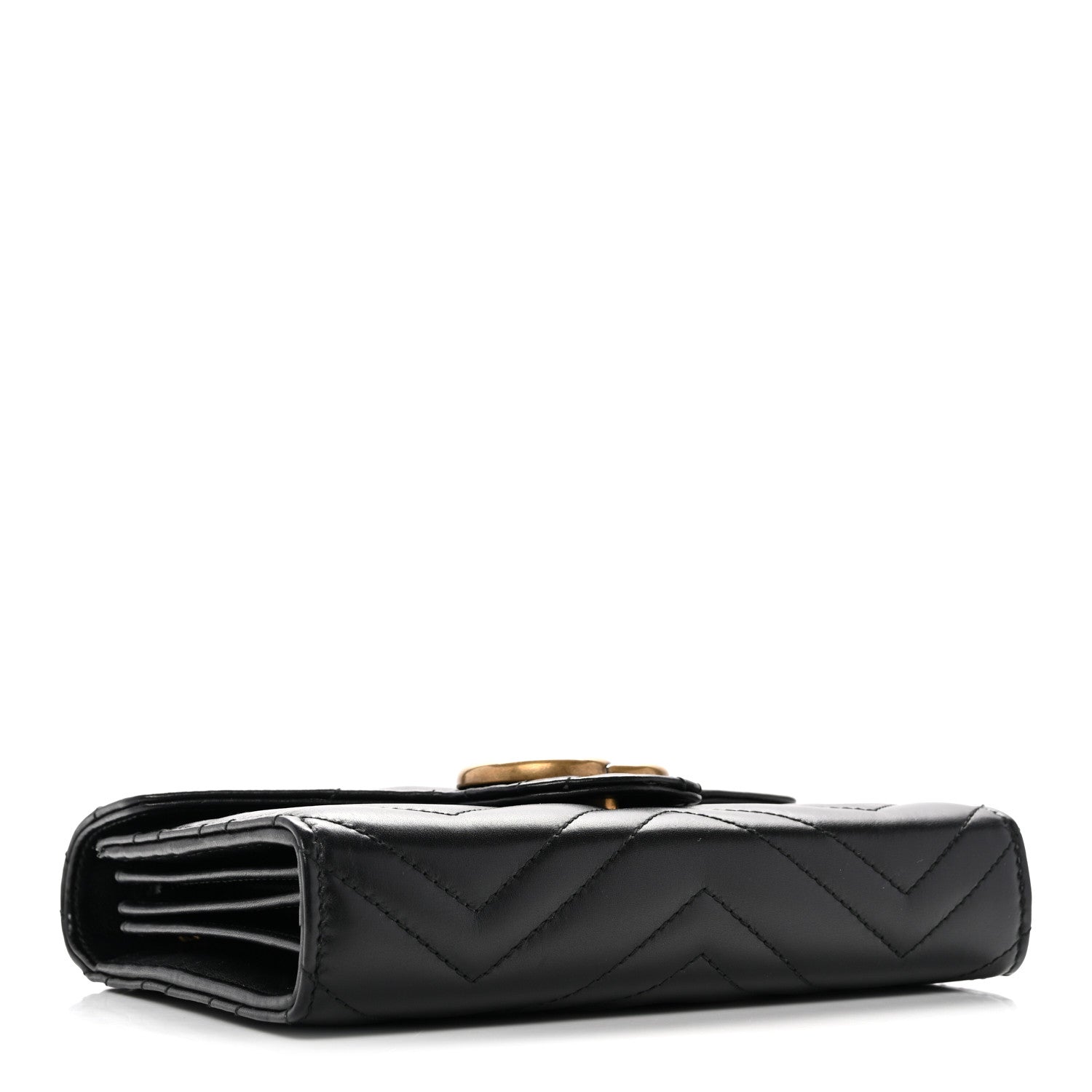 Calfskin Matelasse GG Marmont Chain Wallet Black