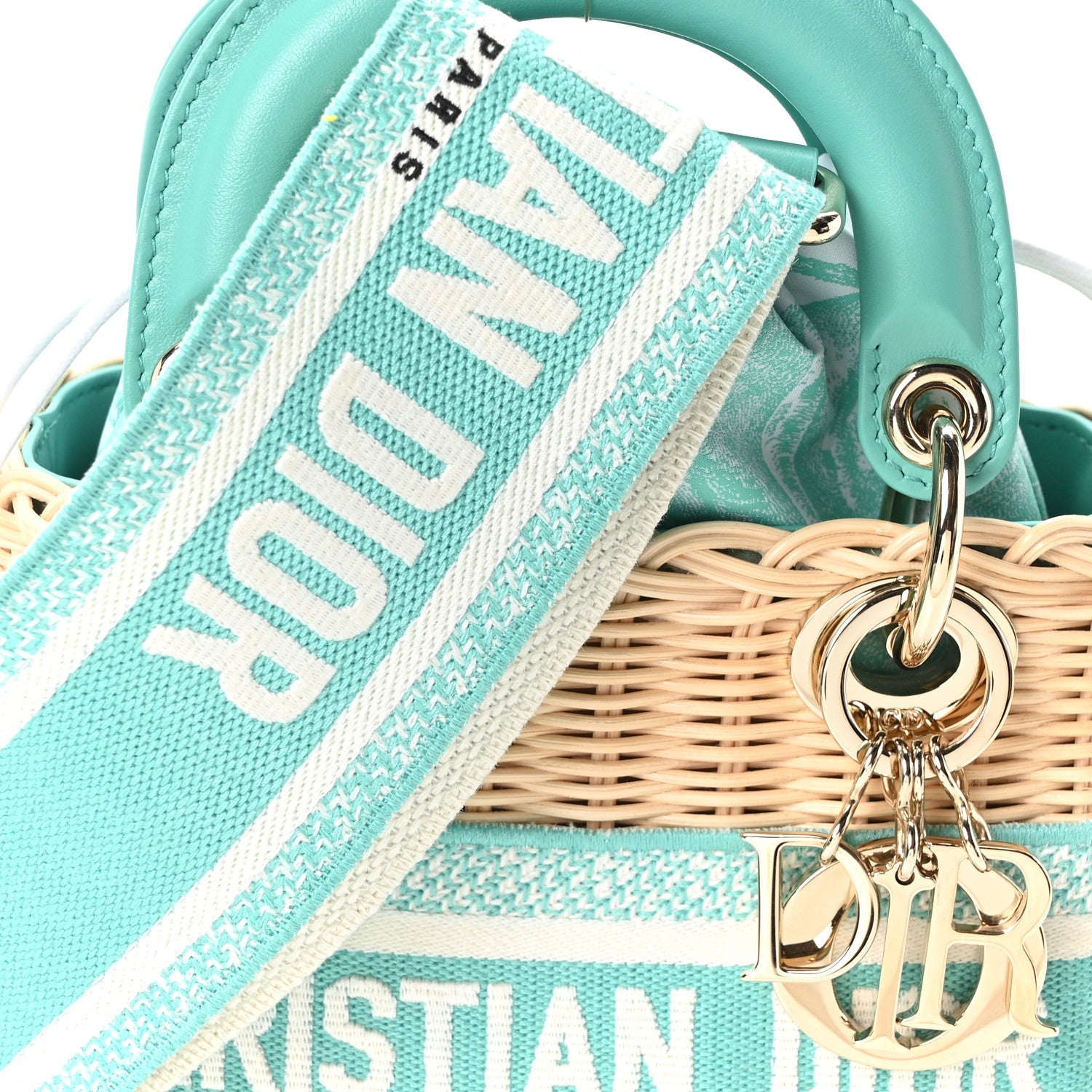 Wicker Oblique Mini Lady D1OR Bag Aquamarina