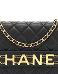 Calfskin Quilted Enchained Wallet On Chain WOC Black