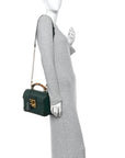 Azalea Calfskin Small Padlock Bamboo Shoulder Bag Vintage Green