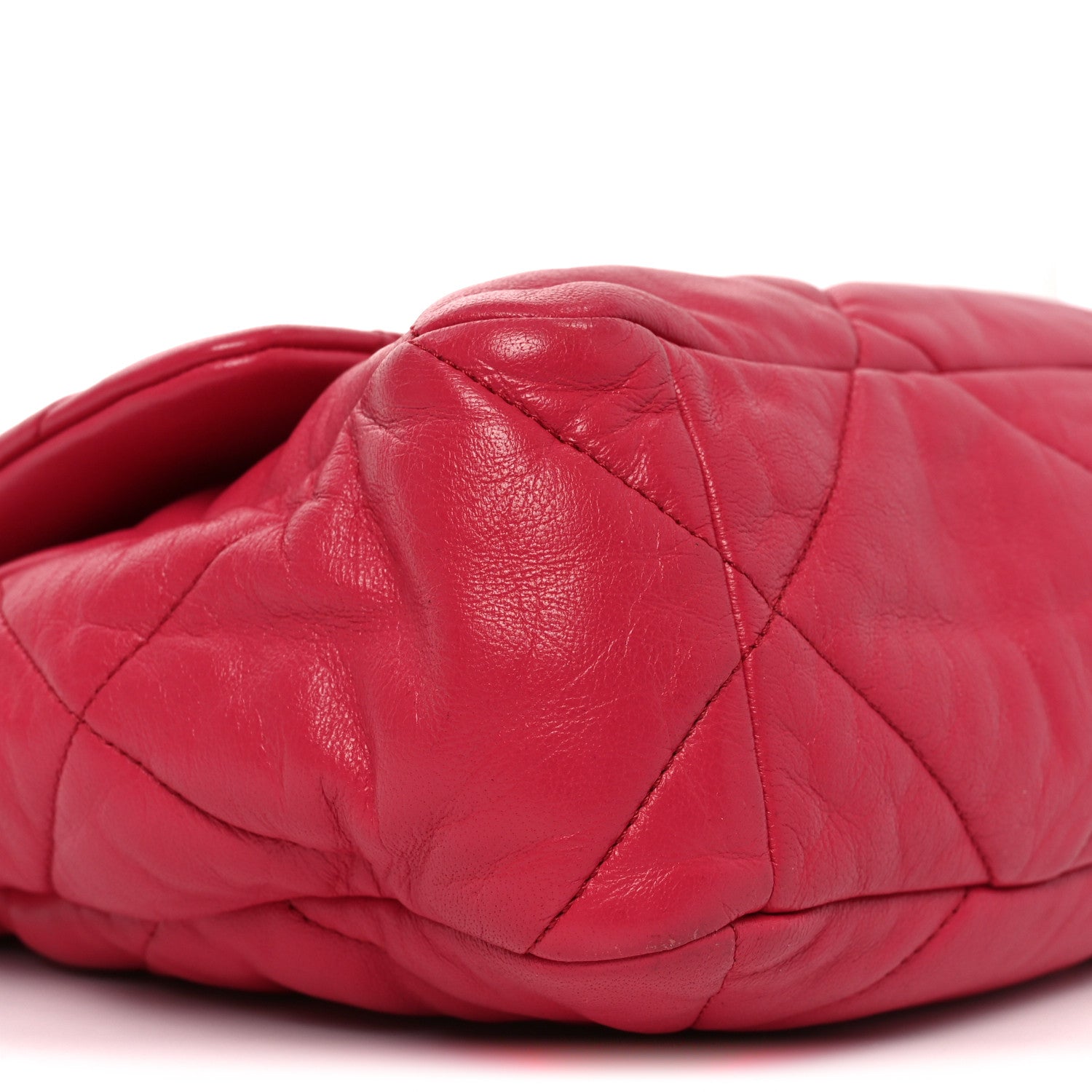 Goatskin Quilted Large CHNL 19 Flap Dark Pink