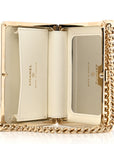 Patent Calfskin Boy Minaudiere White