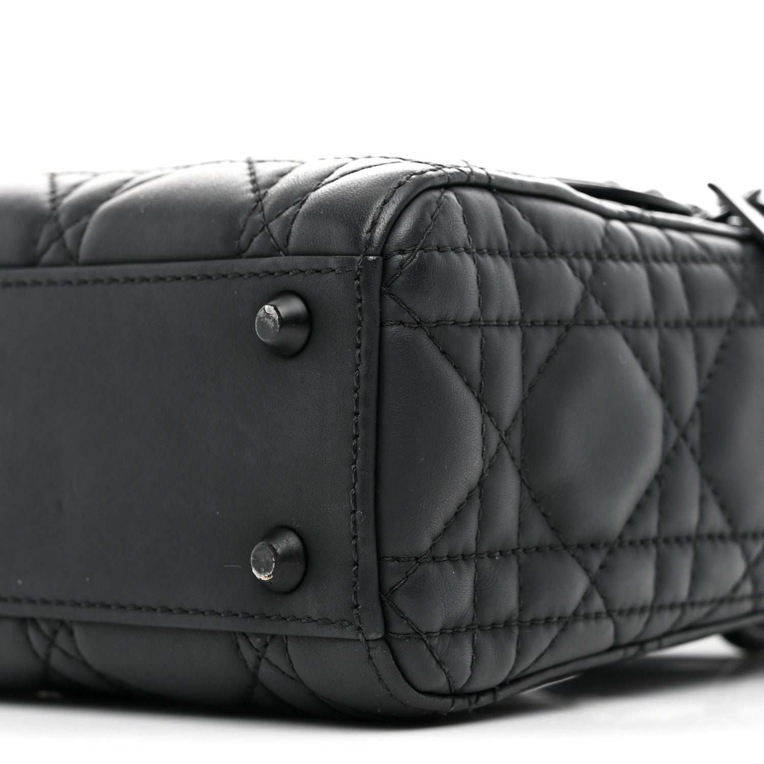 Ultra Matte Calfskin Cannage Mini Lady D1OR Black