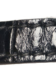 Shiny Calfskin Monochrome Crocodile Embossed Small Hourglass Top Handle Bag Black