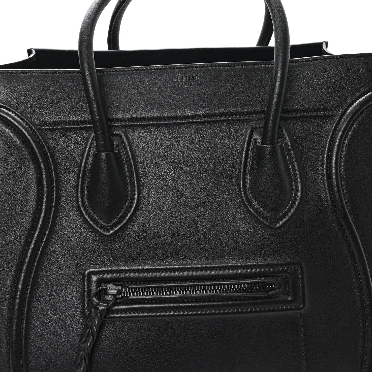 Grained Calfskin Medium Phantom Luggage Black