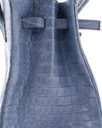 Matte Porosus Crocodile 18K White Gold Diamond Birkin 35 Bleu Brighton